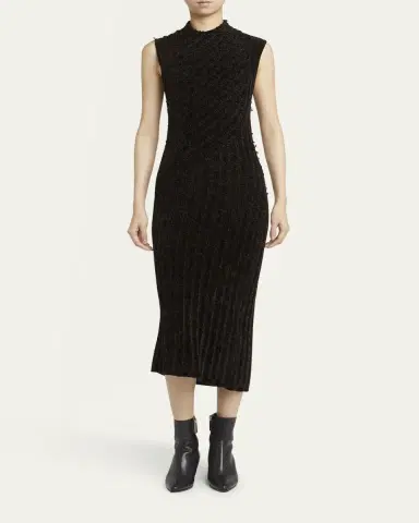 Giorgio Armani Ribbed Chenille Sleeveless Midi Dress | Thumbnail 2
