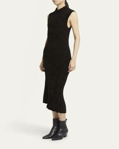 Giorgio Armani Ribbed Chenille Sleeveless Midi Dress | Thumbnail 4