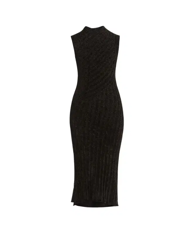 Giorgio Armani Ribbed Chenille Sleeveless Midi Dress