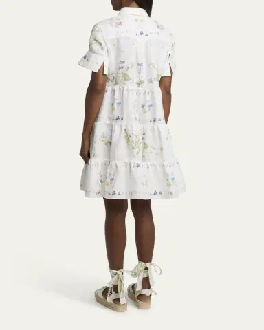 Erdem Floral Tiered Linen Shirt Dress | Thumbnail 3 Erdem Floral Tiered Linen Shirt Dress | Thumbnail 3