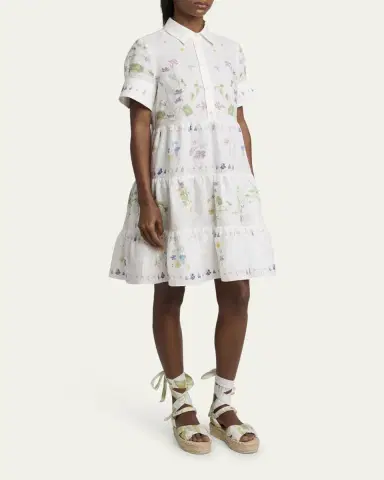 Erdem Floral Tiered Linen Shirt Dress | Thumbnail 4 Erdem Floral Tiered Linen Shirt Dress | Thumbnail 4