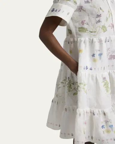 Erdem Floral Tiered Linen Shirt Dress | Thumbnail 5 Erdem Floral Tiered Linen Shirt Dress | Thumbnail 5