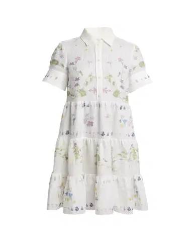 Erdem Floral Tiered Linen Shirt Dress | Thumbnail 1 Erdem Floral Tiered Linen Shirt Dress | Thumbnail 1