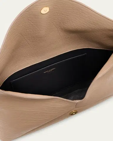 Saint Laurent Large YSL Envelope Pouch Clutch Bag in Leather | Thumbnail 8