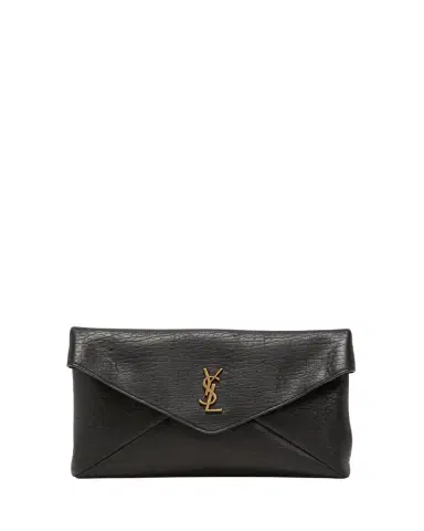 Saint Laurent Large YSL Envelope Pouch Clutch Bag in Leather | Thumbnail 1
