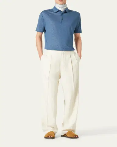 Loro Piana Men's Linen Jersey Dublon Polo Shirt | Thumbnail 11