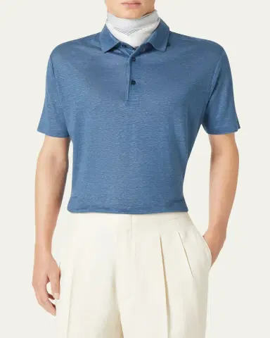Loro Piana Men's Linen Jersey Dublon Polo Shirt | Thumbnail 13
