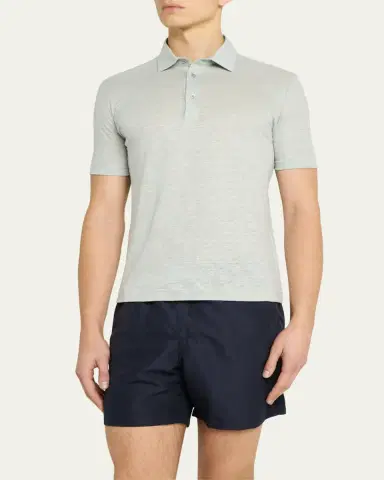 Loro Piana Men's Linen Jersey Dublon Polo Shirt | Thumbnail 17