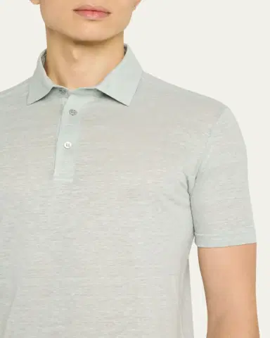 Loro Piana Men's Linen Jersey Dublon Polo Shirt | Thumbnail 18