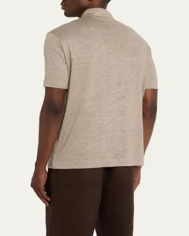 Loro Piana Men's Linen Jersey Dublon Polo Shirt | Thumbnail 3