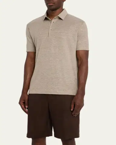 Loro Piana Men's Linen Jersey Dublon Polo Shirt | Thumbnail 4
