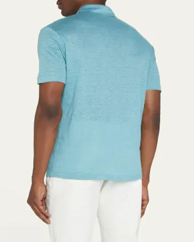 Loro Piana Men's Linen Jersey Dublon Polo Shirt | Thumbnail 8