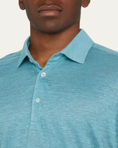 Loro Piana Men's Linen Jersey Dublon Polo Shirt | Thumbnail 10