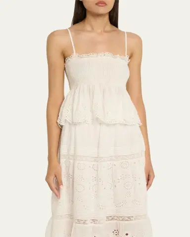 LoveShackFancy Condie Eyelet Peplum Top | Thumbnail 4