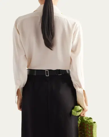 Prada Old Marocain Neck-Tie Silk Blouse | Thumbnail 3