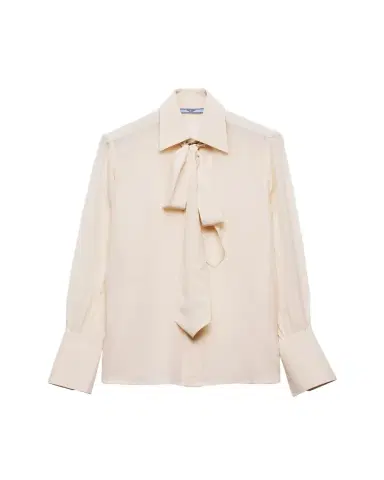Prada Old Marocain Neck-Tie Silk Blouse | Thumbnail 1