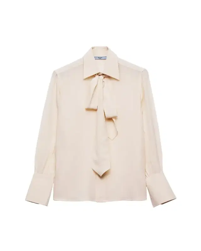 Old Marocain Neck-Tie Silk Blouse