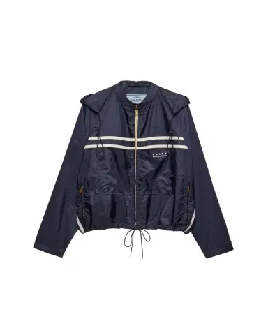 Prada Re-Nylon Stripe Hooded Jacket | Thumbnail 1 Prada Re-Nylon Stripe Hooded Jacket | Thumbnail 1