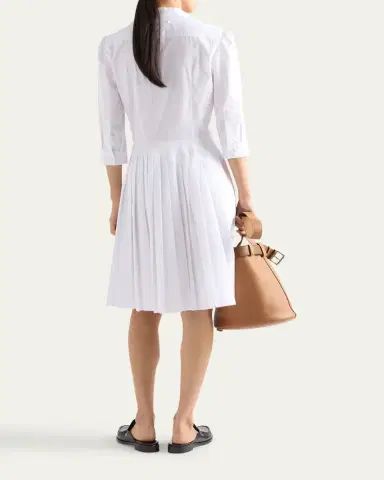 Prada Pleated Popeline Neck-Tie Shirtdress | Thumbnail 3 Prada Pleated Popeline Neck-Tie Shirtdress | Thumbnail 3