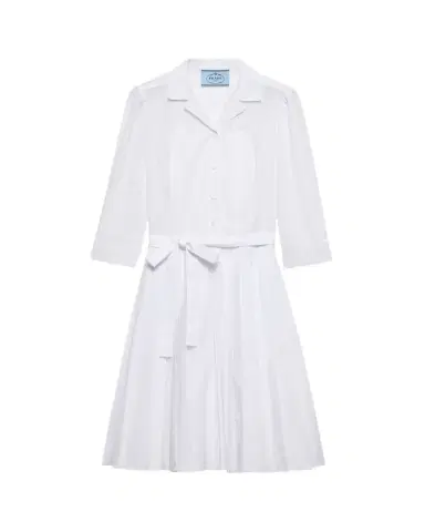 Prada Pleated Popeline Neck-Tie Shirtdress | Thumbnail 1 Prada Pleated Popeline Neck-Tie Shirtdress | Thumbnail 1