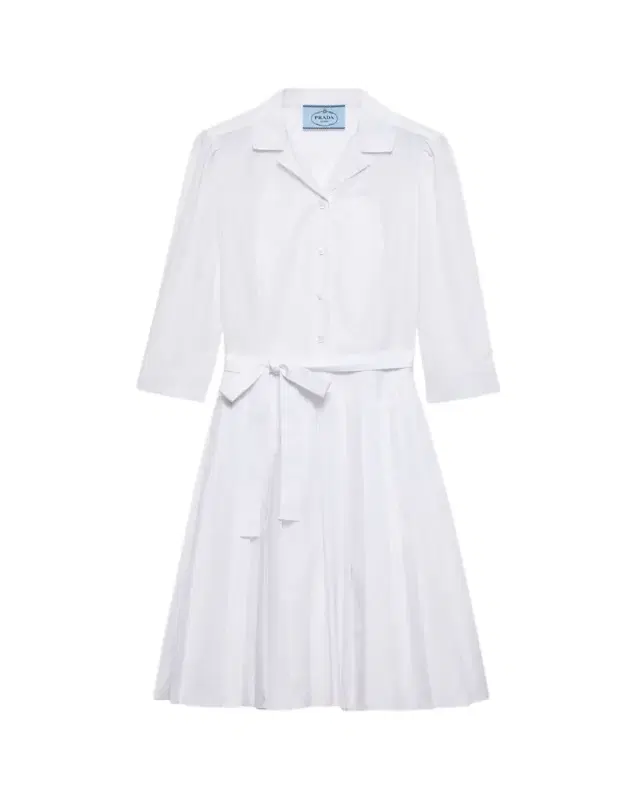 Pleated Popeline Neck-Tie Shirtdress