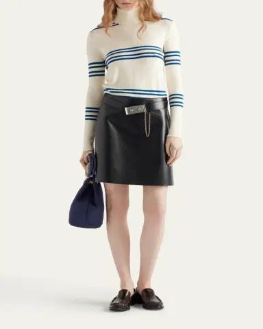 Prada Leather Belted Mini Skirt | Thumbnail 2
