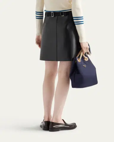 Prada Leather Belted Mini Skirt | Thumbnail 3