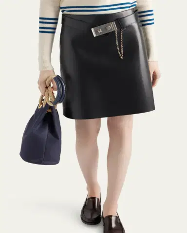 Prada Leather Belted Mini Skirt | Thumbnail 4