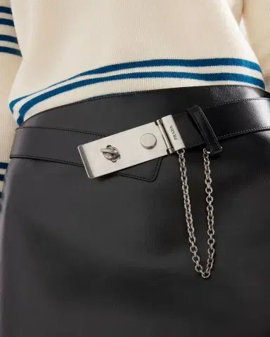 Prada Leather Belted Mini Skirt | Thumbnail 5