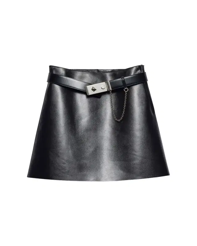 Leather Belted Mini Skirt