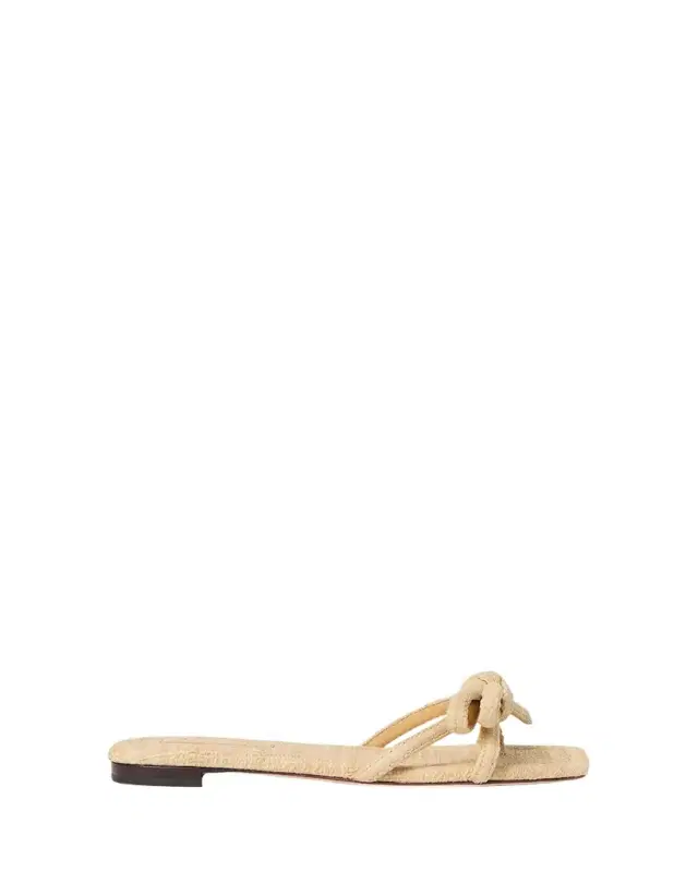 Hadley Leather and Raffia Bow Sandals