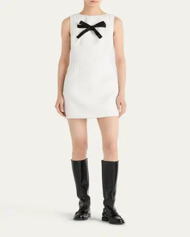 Prada Tela Natte Bow Sleeveless Mini Dress | Thumbnail 2