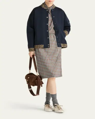 Prada Checked Stretch Georgette Midi Skirt | Thumbnail 2 Prada Checked Stretch Georgette Midi Skirt | Thumbnail 2