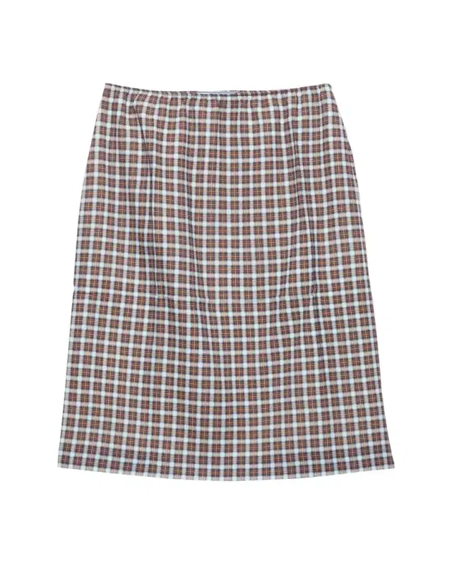 Checked Stretch Georgette Midi Skirt