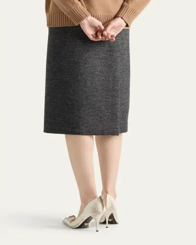 Prada Two-Tone Wool Slit Skirt | Thumbnail 3