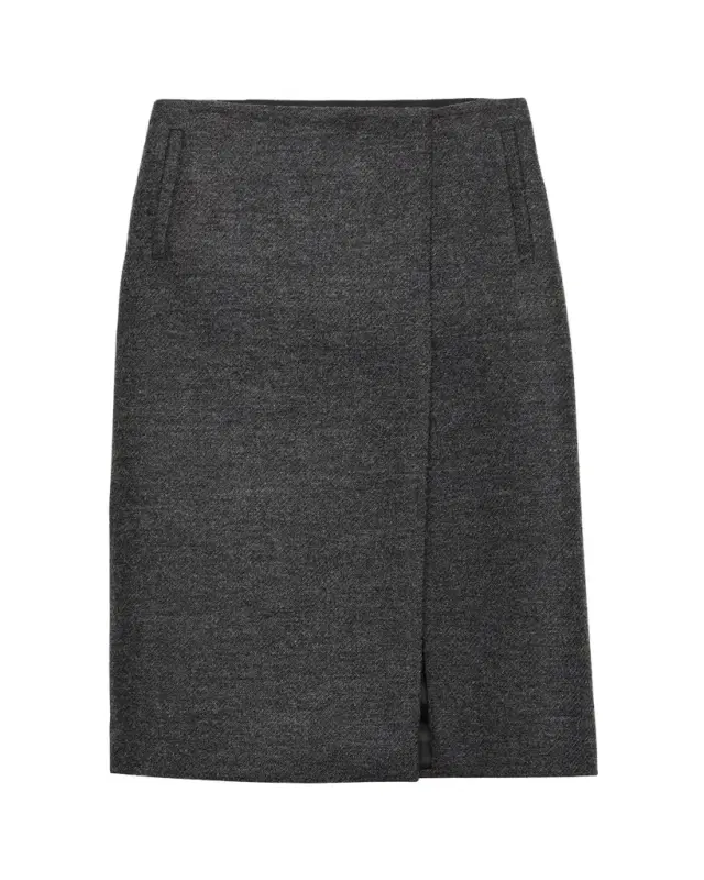 Prada Two-Tone Wool Slit Skirt