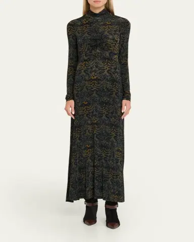 Ulla Johnson Koa Ruched Jersey Turtleneck Maxi Dress | Thumbnail 2