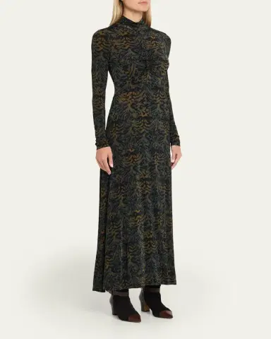Ulla Johnson Koa Ruched Jersey Turtleneck Maxi Dress | Thumbnail 4