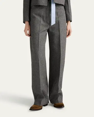 Prada Mid-Rise Prince Of Wales Wool Straight-Leg Pants | Thumbnail 4 Prada Mid-Rise Prince Of Wales Wool Straight-Leg Pants | Thumbnail 4