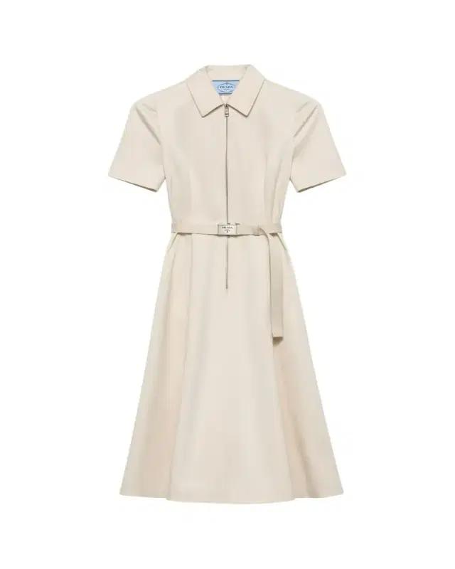 Short-Sleeve Belted Chino Midi Dress
