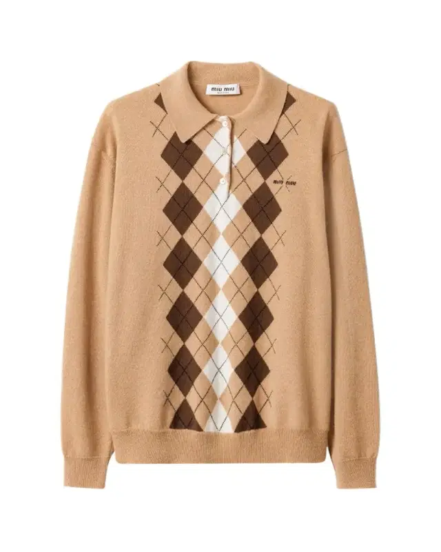 Argyle Cashmere Polo Sweater