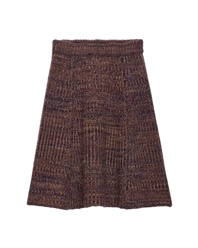 Prada Cashmere-Wool Mouline Midi Skirt