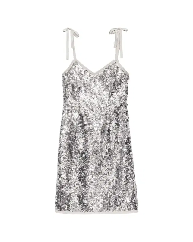 Prada Sequin Tie-Shoulder Midi Dress
