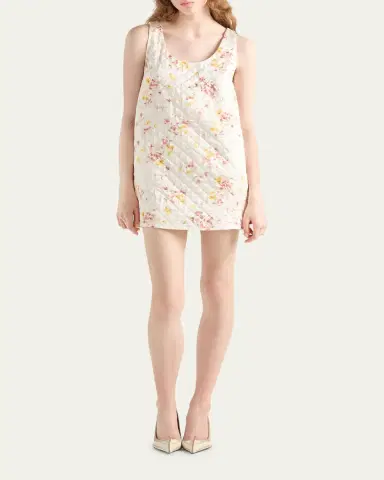 Prada Bouquet Satin Quilted Mini Dress | Thumbnail 2