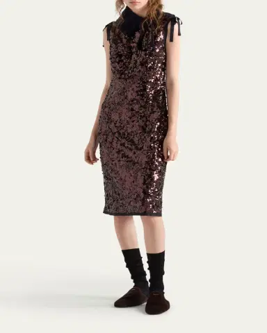 Prada Sequined Sleeveless Midi Dress | Thumbnail 2 Prada Sequined Sleeveless Midi Dress | Thumbnail 2