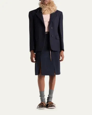 Prada Cashmere Argyle Pointelle Knit Short-Sleeve Sweater | Thumbnail 2