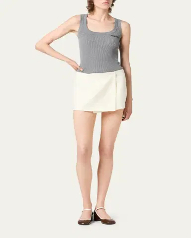 Miu Miu Scoop-Neck Rib Knit Cotton Tank Top | Thumbnail 2