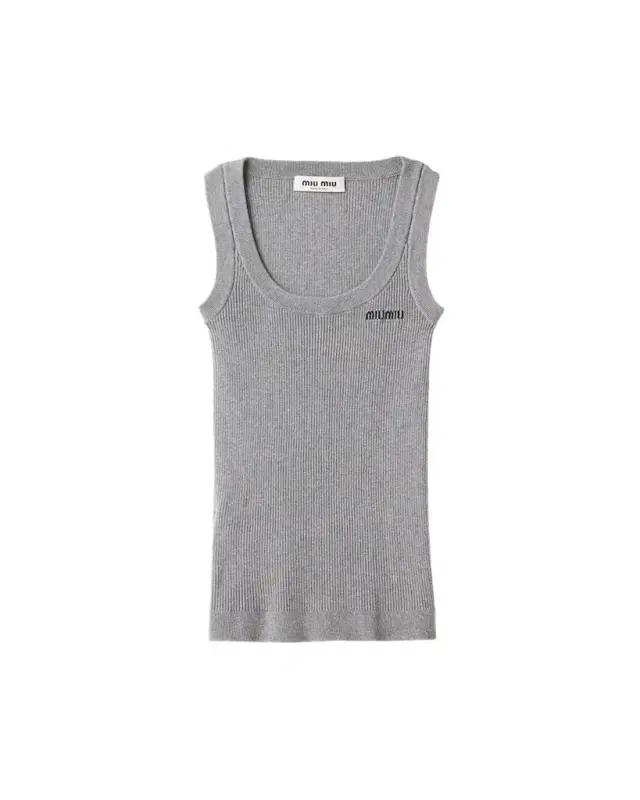 Scoop-Neck Rib Knit Cotton Tank Top