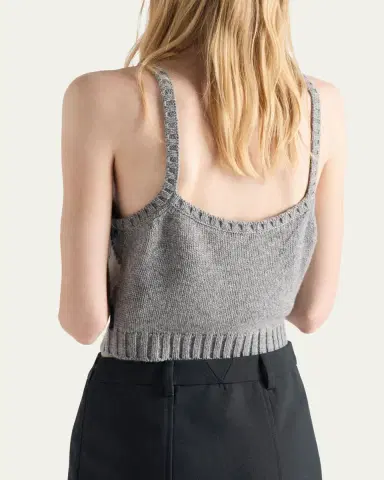 Prada Cashmere Argyle Knit Crop Tank Top | Thumbnail 3