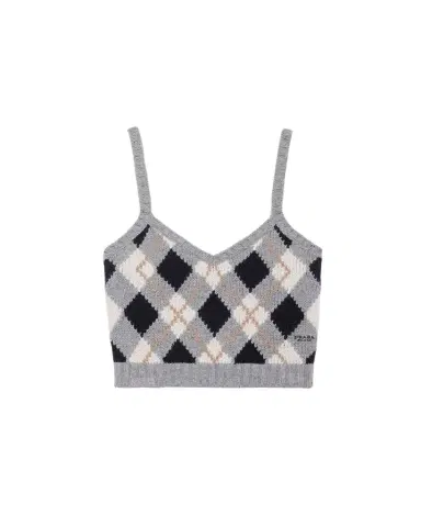 Prada Cashmere Argyle Knit Crop Tank Top | Thumbnail 1